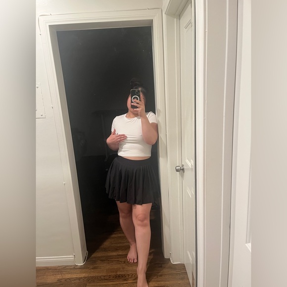 Black Pleated Mini Skirt with shorts inside - Picture 2 of 10